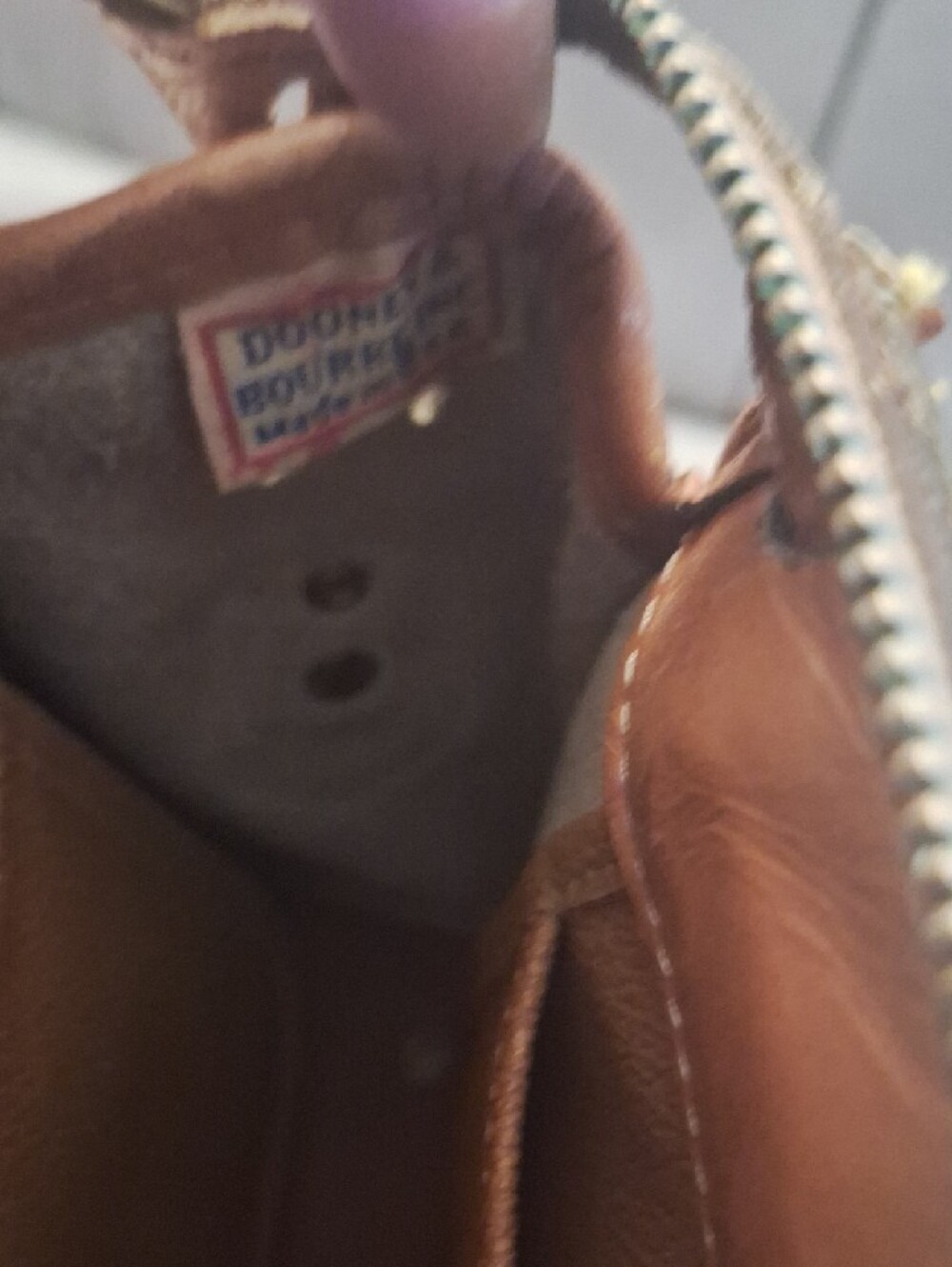 Dooney & Bourke Cream & Tan Leather Trim Shoulder Bag - Picture 3 of 5